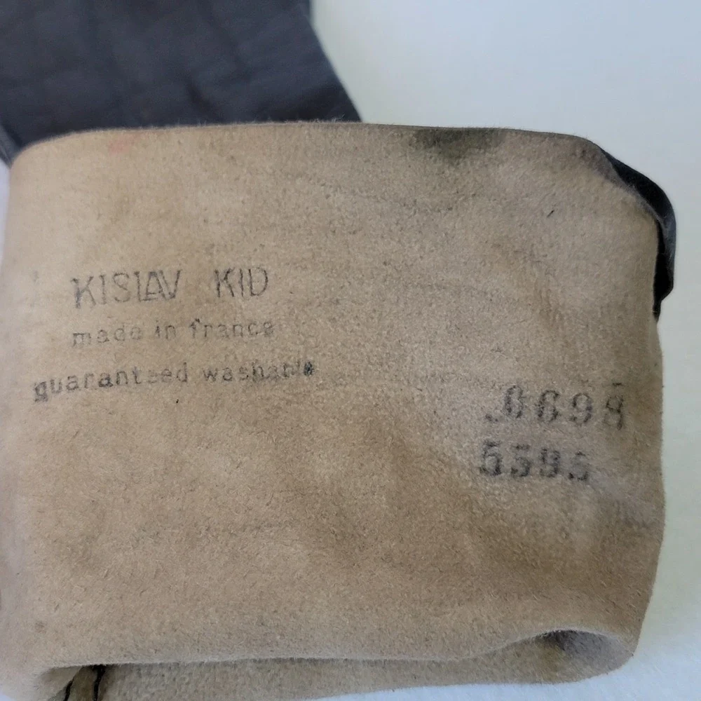 Vtg Ladies Long Opera Kislav Kid Leather Black Gloves Sz 6 1/2